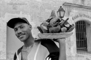 Carrying A Tray Of Pork Rinds